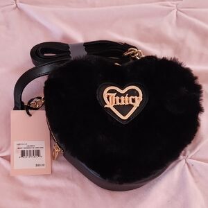 Juicy Couture Plush Black Heart Crossbody